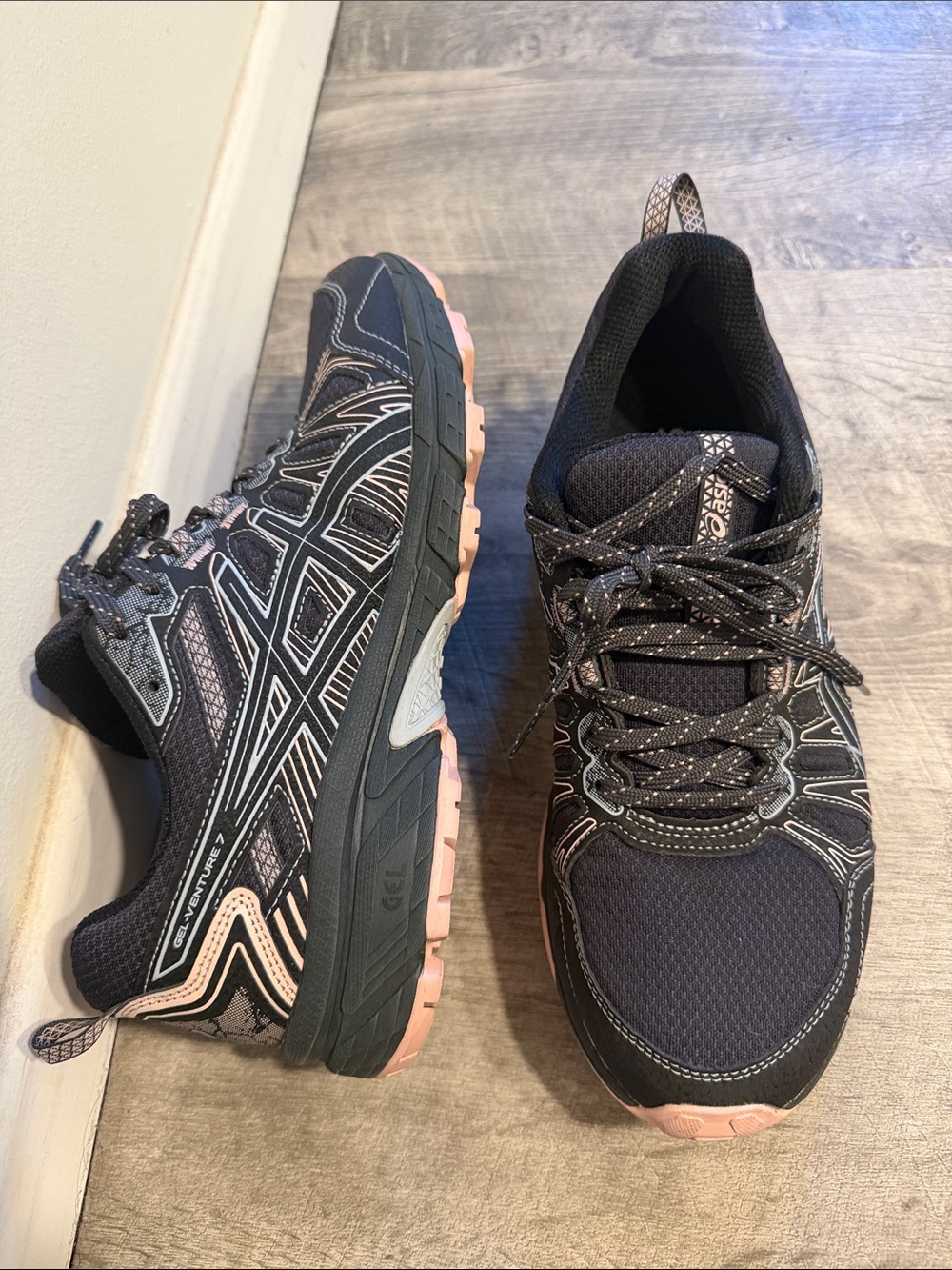 Asics Women's Navy and Pink Trail Running Sneakers